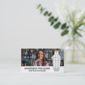 Martini Shaker | Barkeeper Mixologe | Foto hinzufü Visitenkarte (Stehend Vorderseite)