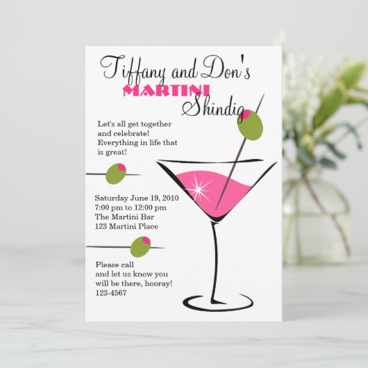 Martini Shindig! Einladung (Stehend Vorderseite)