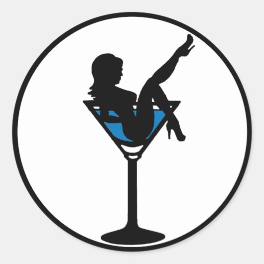 Martini Silhouette Blue Drink Aufkleber (Vorderseite)