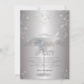 Martini Silver Glitzer Silvester Party Einladung (Vorderseite)