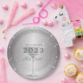 Martini Silver Glitzer Silvester Party Pappteller (Party)