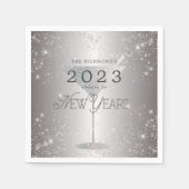 Martini Silver Glitzer Silvester Party Serviette (Vorderseite)