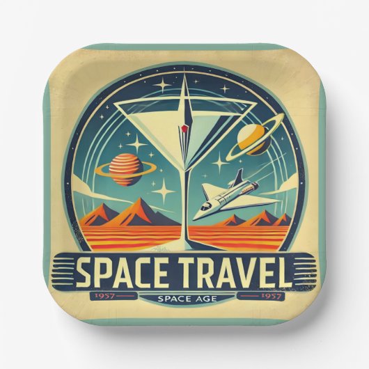 Martini Space Travel 1957 New World Logo Pappteller (Vorderseite)