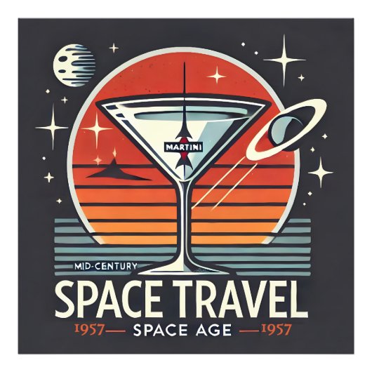 Martini Space Travel 1957 Space Age Logo Fotodruck (Vorne)