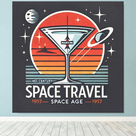 Martini Space Travel 1957 Space Age Logo Leinwanddruck (Insitu (Holzboden))
