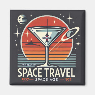 Martini Space Travel 1957 Space Age Logo Magnet
