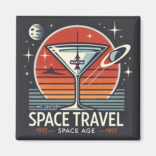 Martini Space Travel 1957 Space Age Logo Magnet (Vorne)