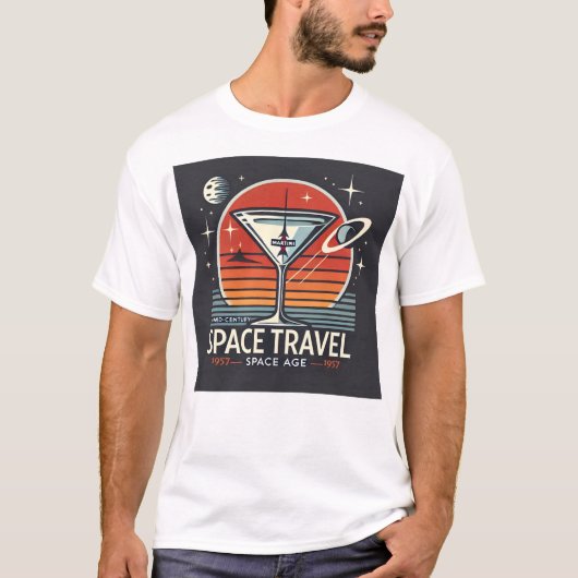 Martini Space Travel 1957 Space Age Logo T-Shirt (Vorderseite)