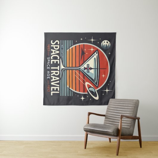 Martini Space Travel 1957 Space Age Logo Wandteppich (Beispiel (Horizontal))