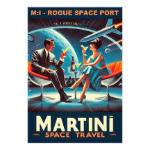 Martini Space Travel Poster Rogue Space Port