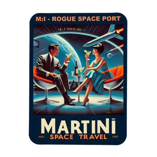 Martini Space Travel Poster Rogue Space Port Magnet (Vertikal)