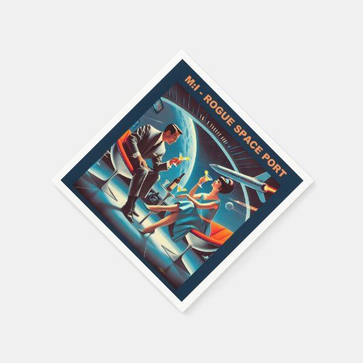 Martini Space Travel Poster Rogue Space Port Serviette (Ecke)