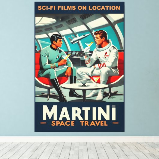 Martini Space Travel Poster Sci-Fi-Filme im Weltra Leinwanddruck (Insitu (Holzboden))