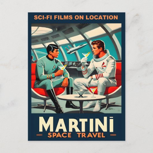 Martini Space Travel Poster Sci-Fi-Filme im Weltra Postkarte (Vorderseite)