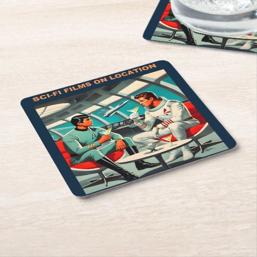 Martini Space Travel Poster Sci-Fi-Filme im Weltra Rechteckiger Pappuntersetzer (angewinkelt)