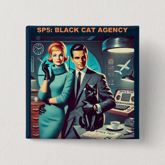 Martini Space Travel Poster SP5: Black Cat Agency Button (Vorderseite)