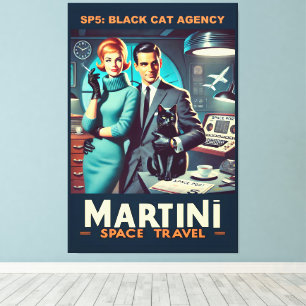 Martini Space Travel Poster SP5: Black Cat Agency Leinwanddruck