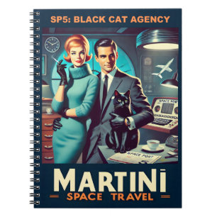 Martini Space Travel Poster SP5: Black Cat Agency Notizblock