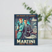 Martini Space Travel Poster SP5: Black Cat Agency Postkarte (Stehend Vorderseite)