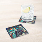 Martini Space Travel Poster SP5: Black Cat Agency Rechteckiger Pappuntersetzer (Vor Ort)