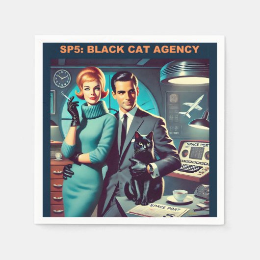 Martini Space Travel Poster SP5: Black Cat Agency Serviette (Vorderseite)