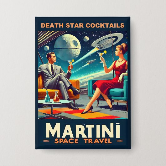Martini Space Travel Posters Death Star Cocktails Button (Vorderseite)