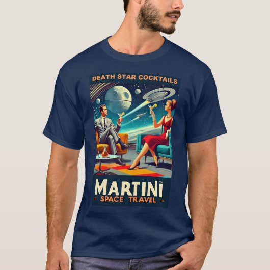 Martini Space Travel Posters Death Star Cocktails T-Shirt (Vorderseite)
