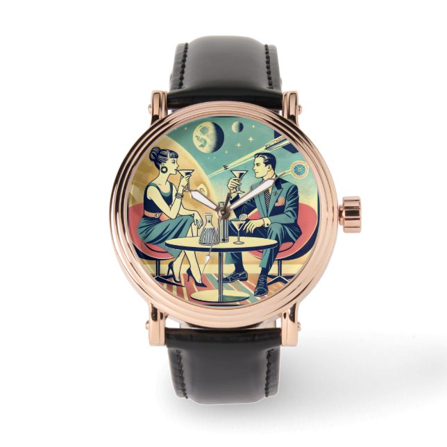 Martini Space Travel Posters Flight Crew Armbanduhr (Vorderseite)