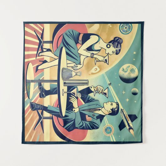 Martini Space Travel Posters Flight Crew Wandteppich (Vorderseite (Horizontal))