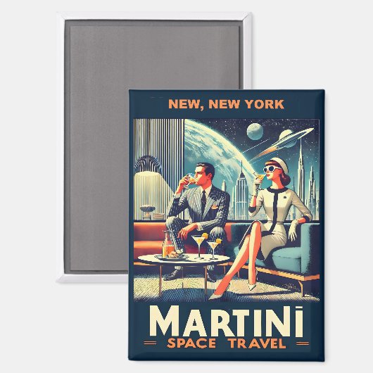 Martini Space Travel Posters New, New York Magnet (Vorderseite/Rückseite)