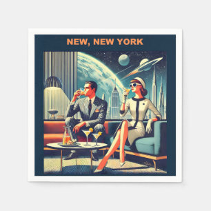 Martini Space Travel Posters New, New York Serviette