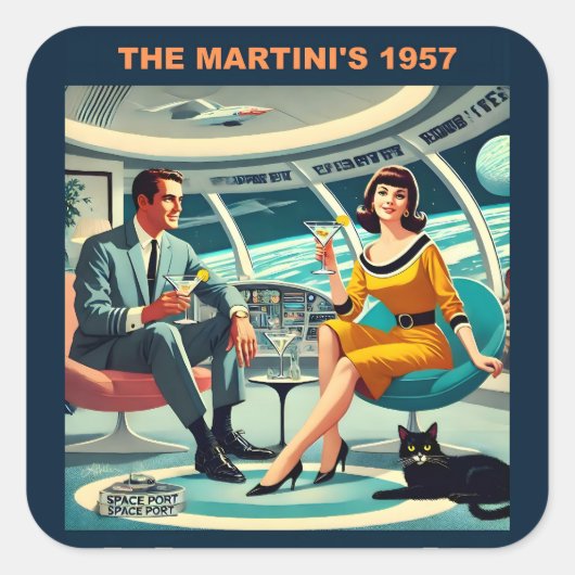 Martini Space Travel Posters The Martini's 1957 Quadratischer Aufkleber (Vorderseite)