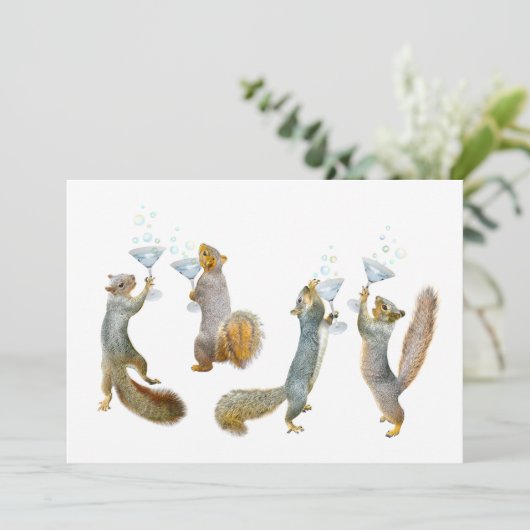 Martini Squirrels Party Einladung (Stehend Vorderseite)