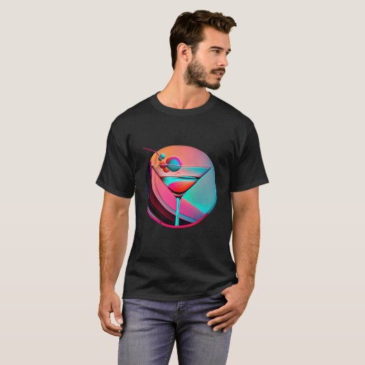 Martini Synthwave 80s Retrowave Aesthetic T-Shirt (Vorne ganz)