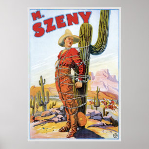 Martini Szeny ~ Vintag Cowboy Wonder Magic Act Poster