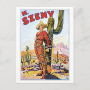 Martini Szeny ~ Vintage Cowboy Wonder Magie-Act Postkarte