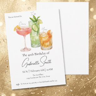 Martini-Thema 40. Frauen-Geburtstag Cheers Einladung