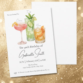 Martini-Thema 40. Frauen-Geburtstag Cheers Einladung