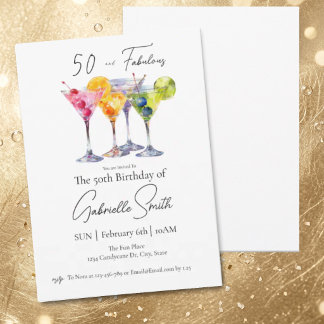 Martini-Thema 50. Damen-Geburtstag Fabelhaft Einladung