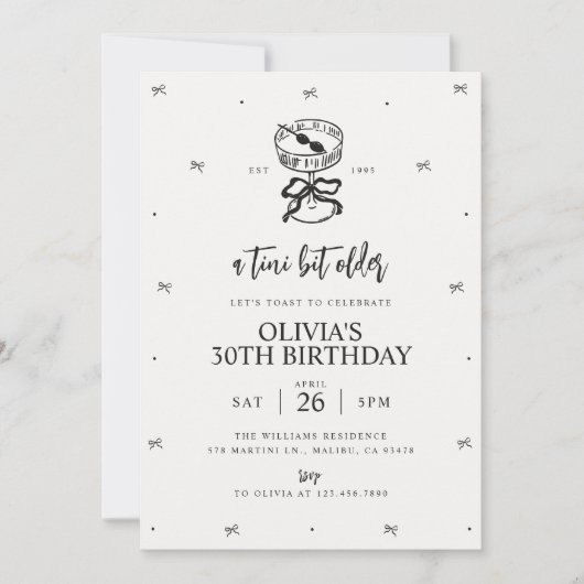 Martini Themed Birthday Invite, ein Tini-bisschen Einladung (Vorderseite)
