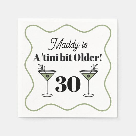Martini-Themed Birthday Napkins Serviette (Vorderseite)