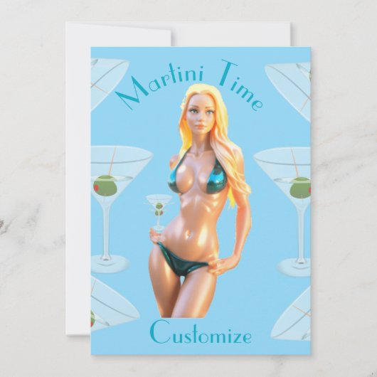 Martini time Bikini Babe Thunder_Cove  Einladung (Vorderseite)