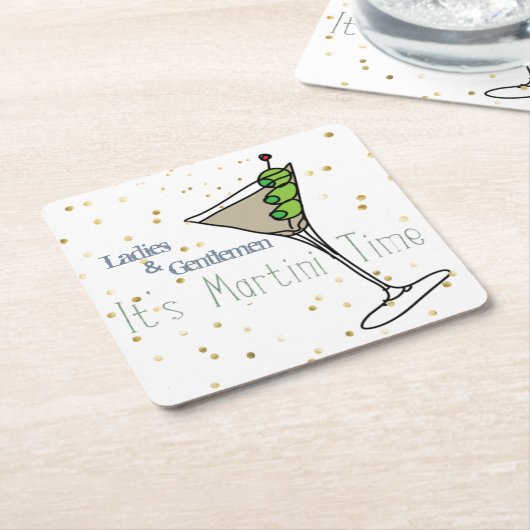 Martini-Uhr-Papier-Untersetzer Rechteckiger Pappuntersetzer (angewinkelt)