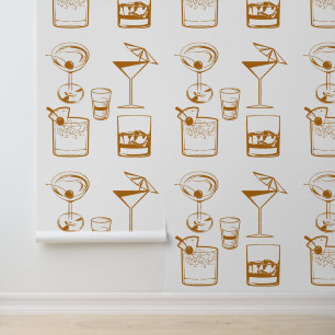 Martini und Cocktails Tan und Beige Vintage Farben Tapete