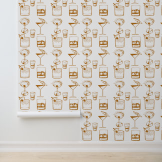 Martini und Cocktails Tan und Beige Vintage-Farben Tapete