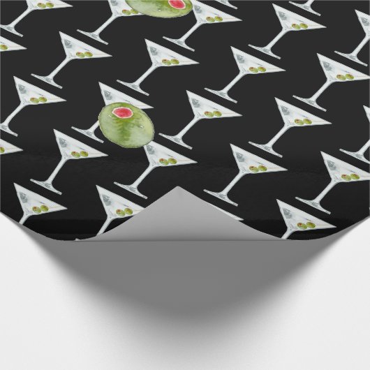 Martini und Olive Geschenkpapier (Ecke)