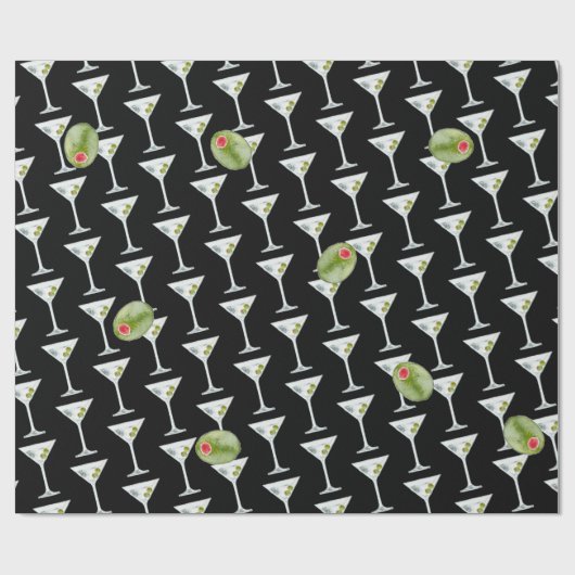 Martini und Olive Geschenkpapier (Flach)