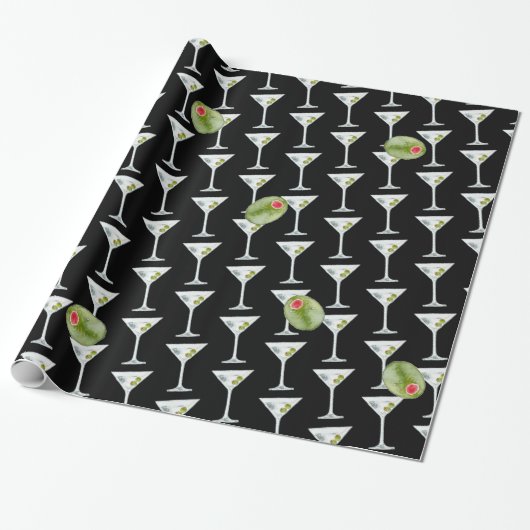 Martini und Olive Geschenkpapier (Ungerollt)