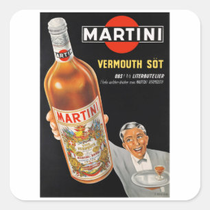 Martini - Vintage Vino Vermouth Quadratischer Aufkleber