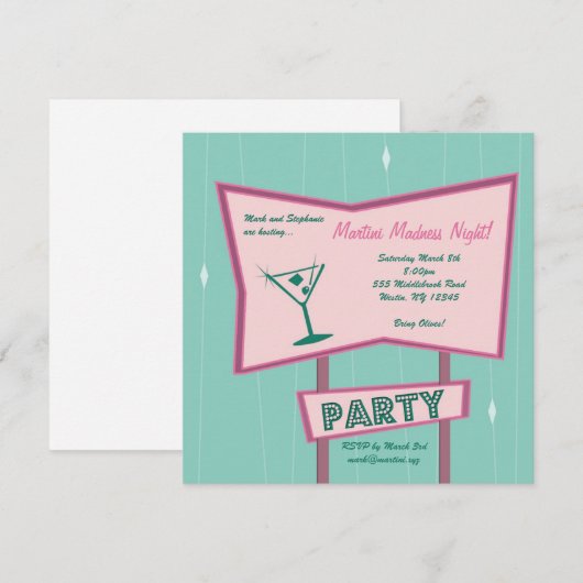 Martini-Wahnsinn Einladung (Vorne/Hinten)